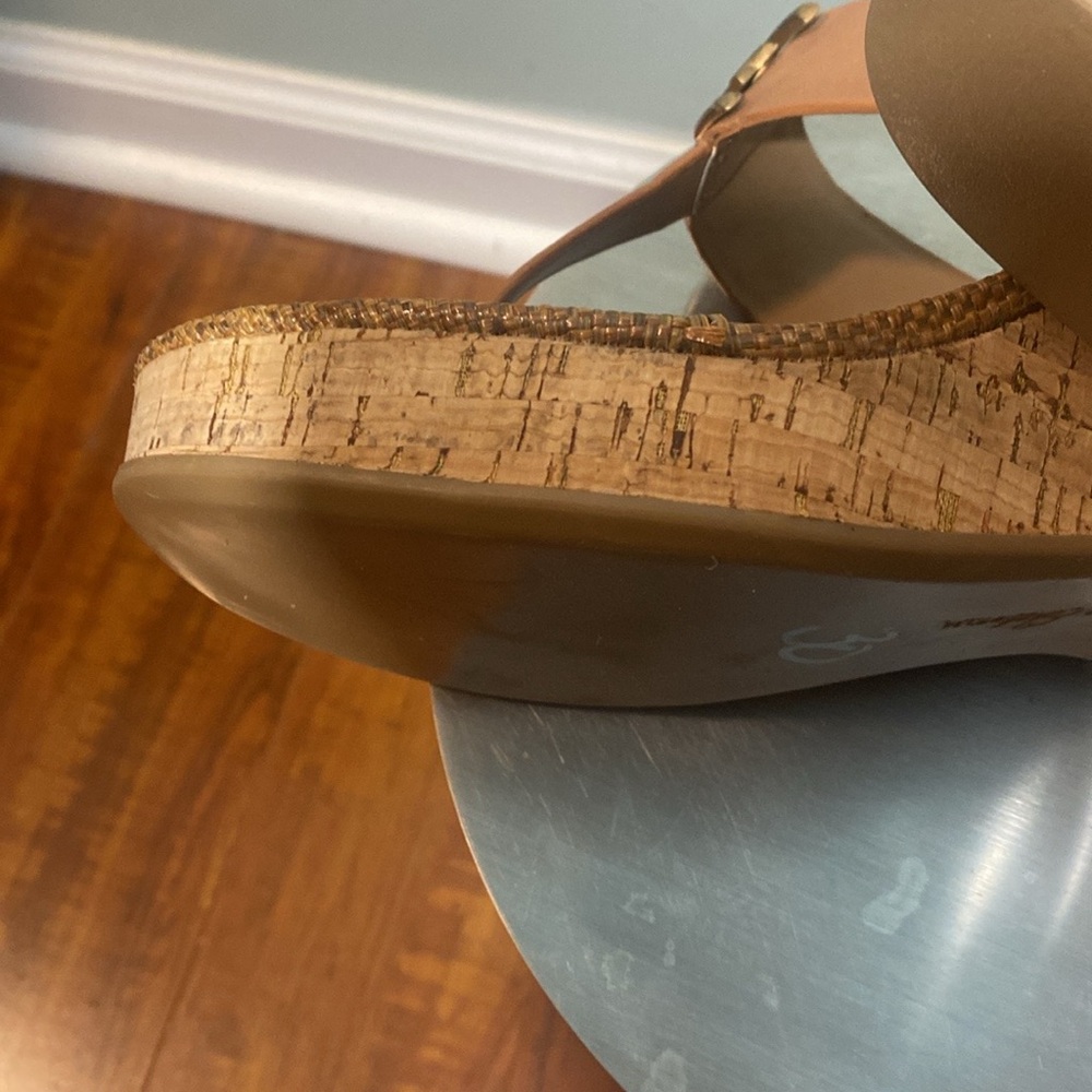 NWOT SAM EDELMAN YARDLIE TAN CORK THONG SANDALS - Picture 13 of 15